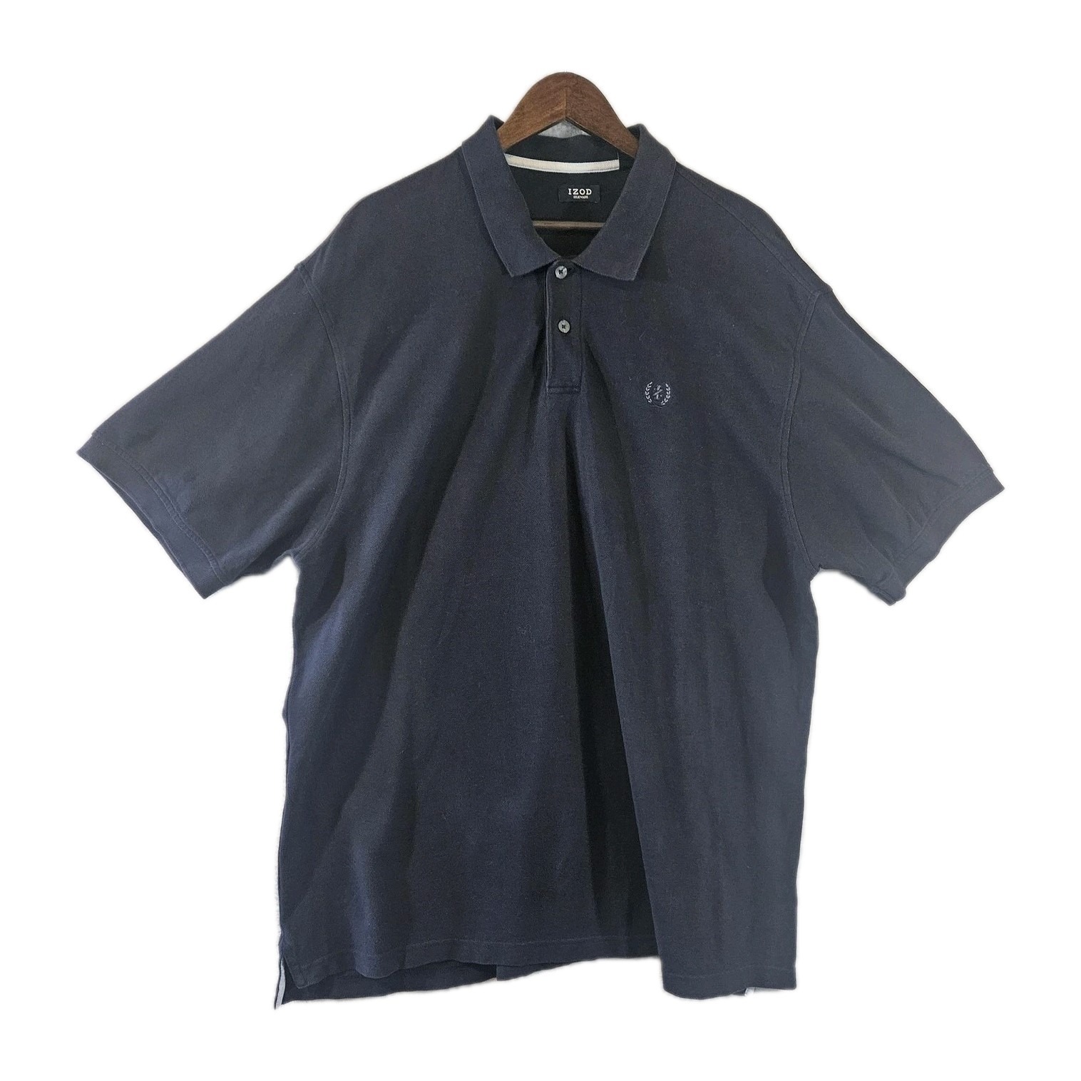Izod Polo Shirt Mens Xxl Navy Silkwash Two Button Polo Short Sleeve Logo Classic